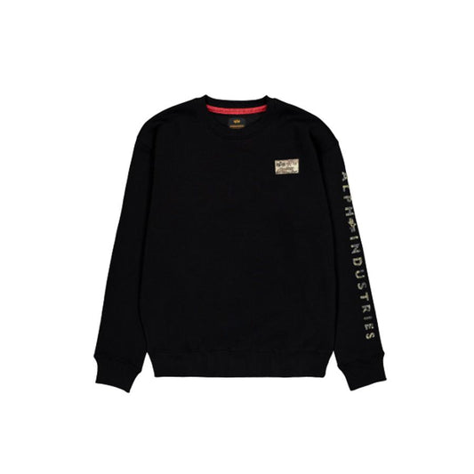 Camo Sleeve Crewneck - black