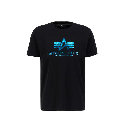 Basic T-Shirt Foil Print - black/blue