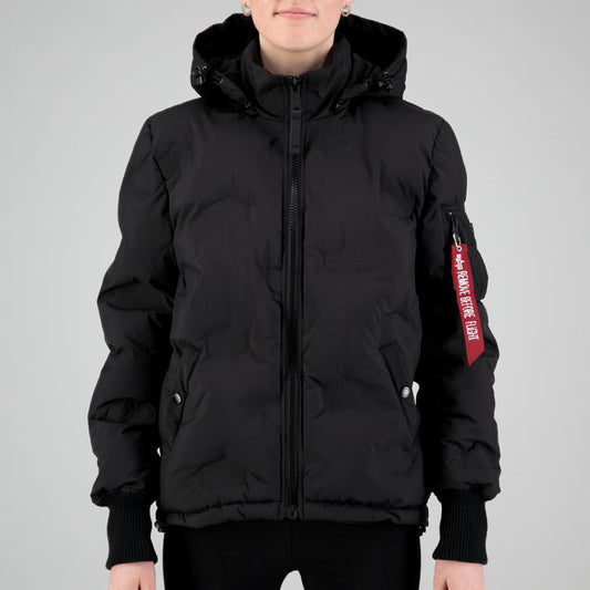 Hooded Logo Puffer Woman - black
