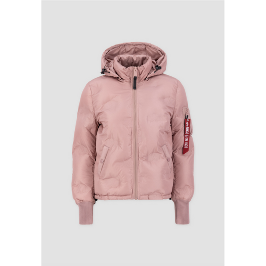 Hooded Logo Puffer Woman - silver pink