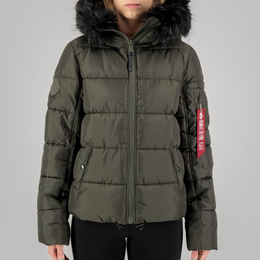 Hooded Puffer Alpha Woman - dark olive