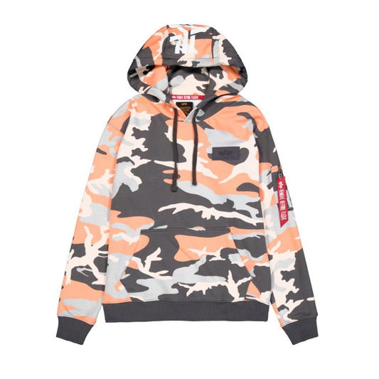 Back Print Hoodie - orange grey camo