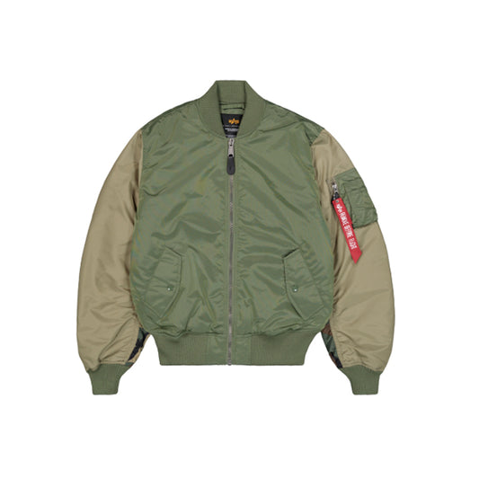 MA-1 Camo Back Embroidery Bomber Jacket - sage green