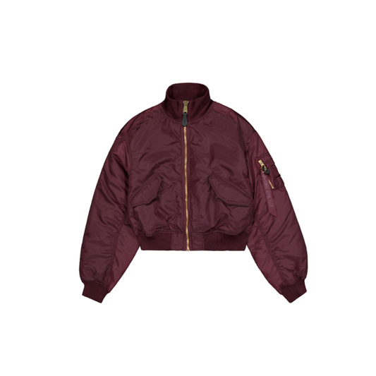 MA-1 Cropped Bomber Jacket Women - dark cherry