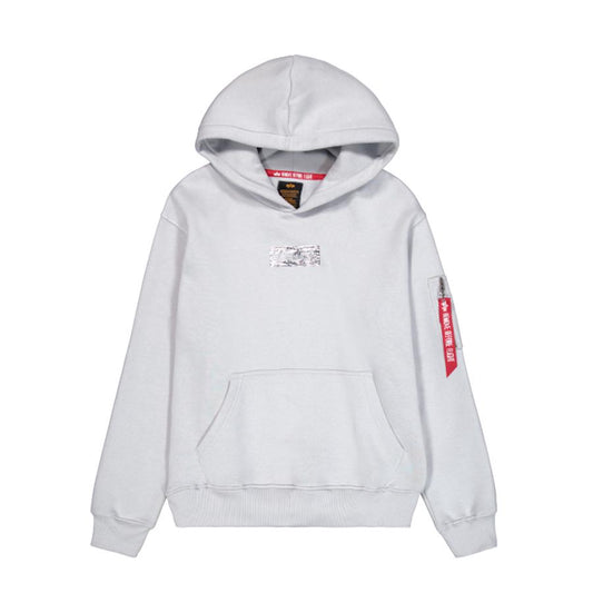 Metal Plate Hoodie - pastel grey