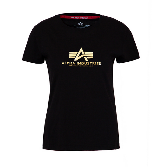 New Basic T Woman Foil Print - black/yellow gold