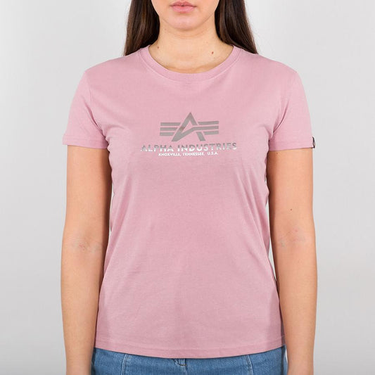New Basic T Woman Foil Print - silver pink/metalsilver