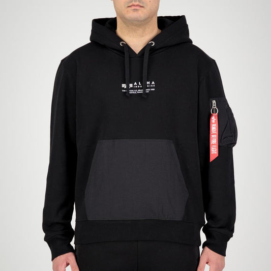 Nylon Pocket Hoody - black