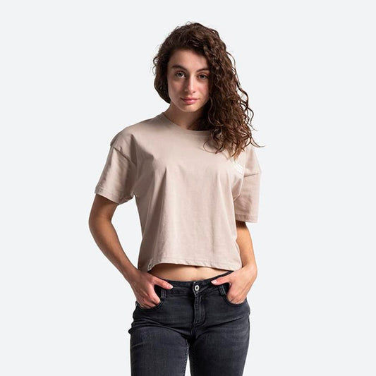 Organics Cropped OS T Wmn - organic beige