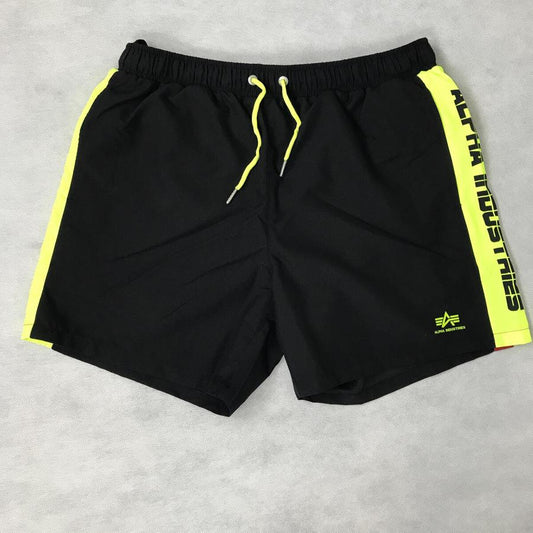 Printed Stripe Swim Short - black