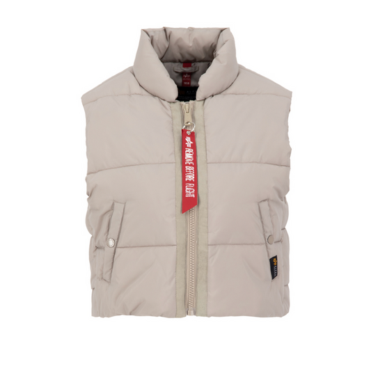 Puffer Vest Cropped Woman - vintage sand