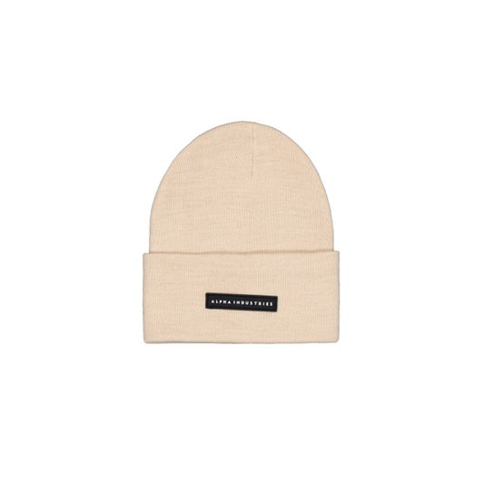 Rubber Logo Beanie - organic beige