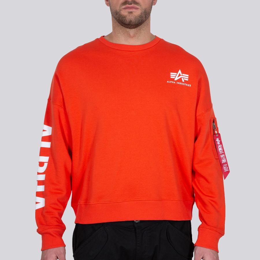 Sleeve Print OS Sweater - atomic red