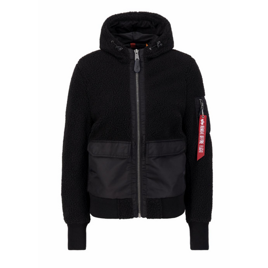 Zip Hood Teddy Woman - black