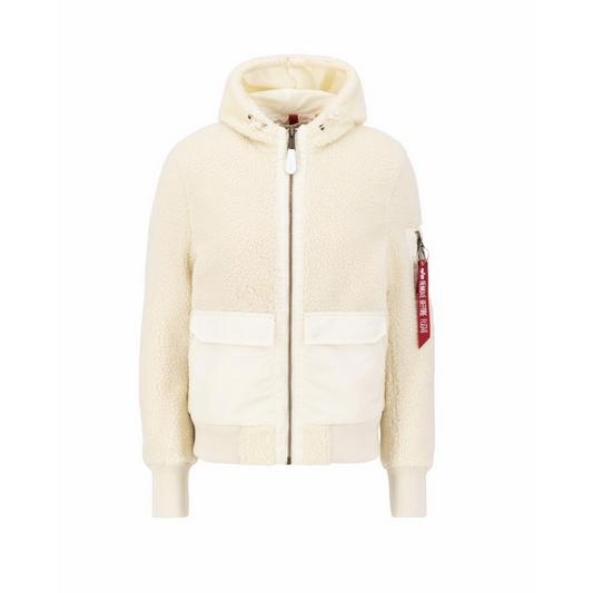 Zip Hood Teddy Woman - off white